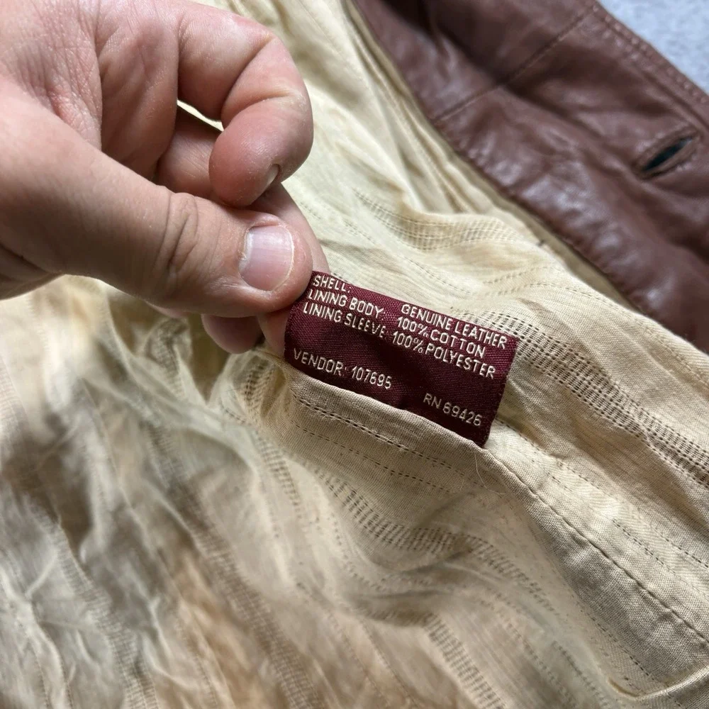 Vintage 90s Wilsons Leather Blazer Jacket Mens XXL Brown 2 Button Car Coat Lined